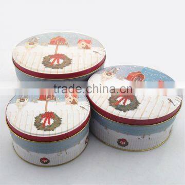 2015 dongguan full color printing food round tin box