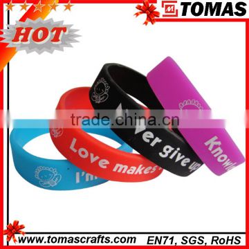 Customized Printed Logo Silicone Rubber Wristband For Gifts