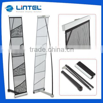 Exhibition Display Doube Lines Two Aluminum Crossbands Steel Base A4 4 Layers Aluminum Material Net Stand