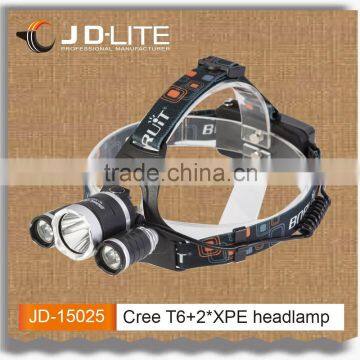 T6+2*XPE LED most power headlamp& adjustable straps direct charge rechargeable led headlamp