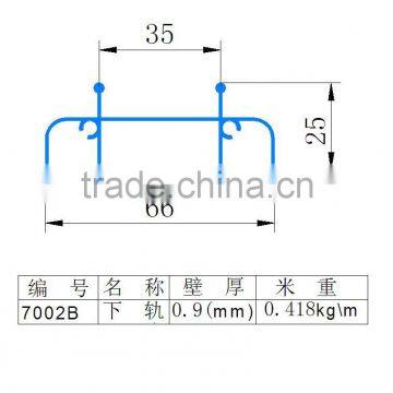 7002B aluminum Eextruded profile for 70 series sliding window