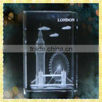 Personalized 3D Laser Engraved Crystal Big Ben Model For Wedding Souvenir Gifts