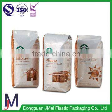 PET/AL/PE Metalized Coffee Bag, Side Gusset Coffee Pouch With One Way Valve, Glossy Printing Bag
