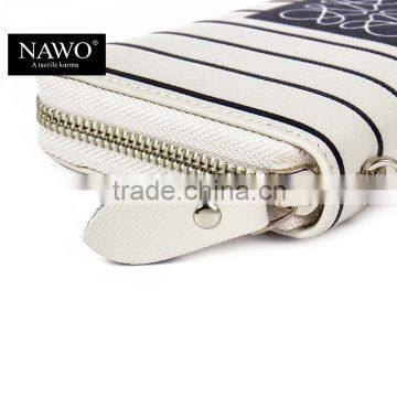 Stripe Pattern Zippered Women Leather Hand Purse Manufacturer photo-4