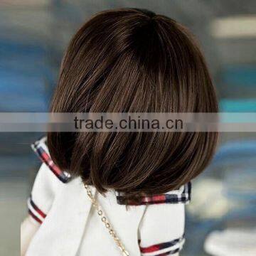 New Arrival Short Silky Straight Dark Brown Doll Wig With Bangs/fringe photo-3