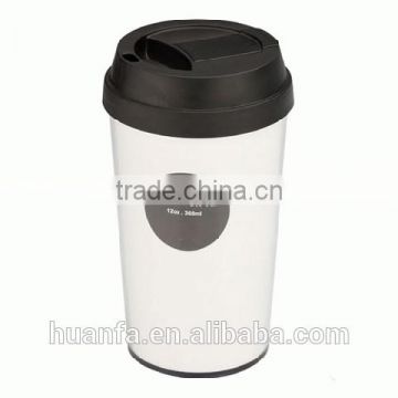 Heat Resistance double wall plastic coffee Mug with Decal