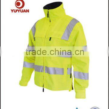 Safety fluorescent yellow waterproof breathable reflective jacket