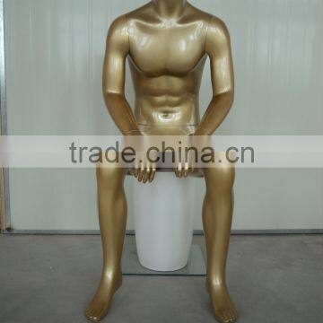 Metallic Gold Male Mannequin,	Muscle male mannequin for windows display