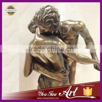 Naked Man Woman Kiss Bronze Sculpture photo-2