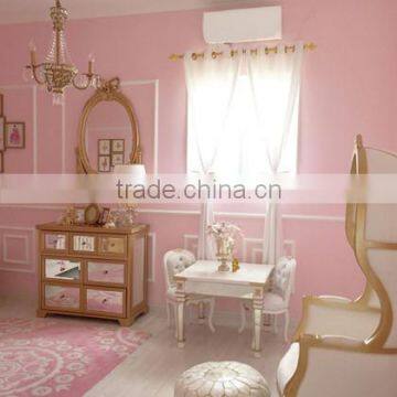 Princess White & Gold Painted Children's Dining Room Furniture, Victoria Style Solid Carved Baby Dinning Set