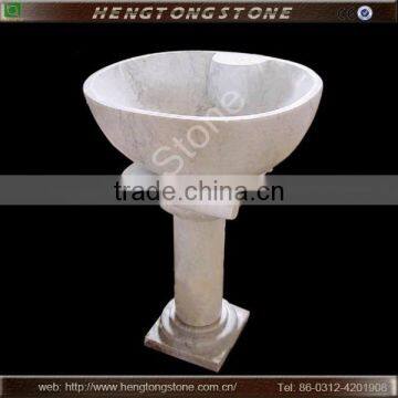 White Marble Stone Bathroom Pedestal Sink photo-2