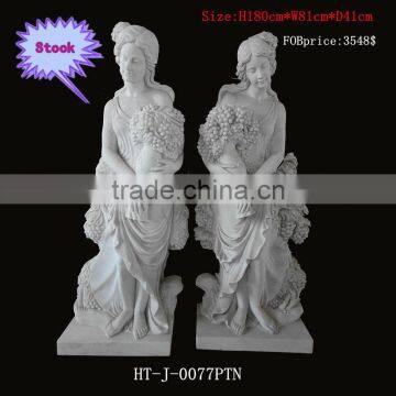 Marble Beautiful Grapes Girl Statue In Stock