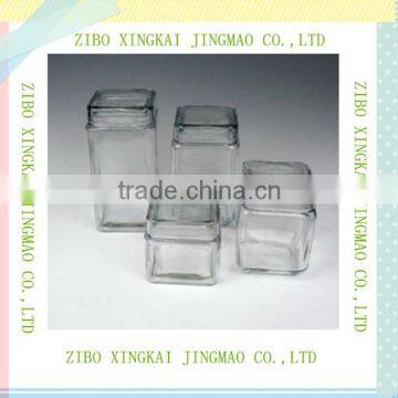 4pcs square glass jar with glass lid