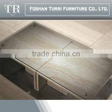 Luxury Living Room Furniture Centre Glass Coffee Table With Marble Base photo-3