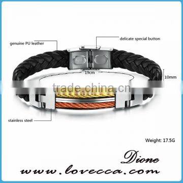 Jewelry Handmade PU Braided Leather Handcuff Charm Bracelet For Men photo-4