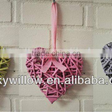 Handmade Large White Woven Wicker Heart for home decoration