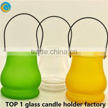 Glass Candle Holder With Metal Handle/hanging Glass Candle Holder photo-4