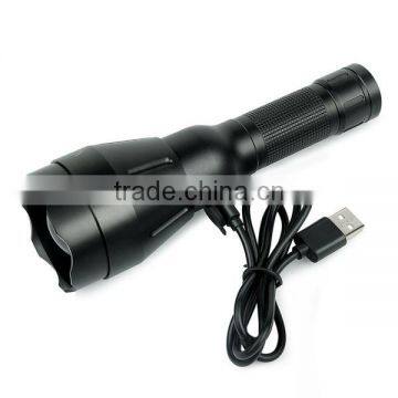 Uniquefire middle tactical switch 1200 lumens led usb rechargeable zoom flashlight torch