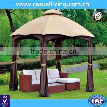 13' x 13' Golden Brown Trim Mirage Gazebo solar gazebo tent with sides polyester fabric