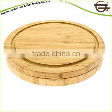 Factory round bamboo cheese board set with knives set