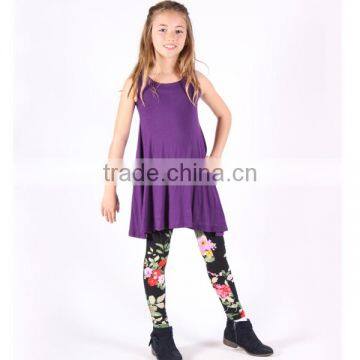 Clothing Kids Cheap Wholesale Bulk Products New Arrivals Purple Tops Prints Leggings Kids Girls Clothing Sets Made In China