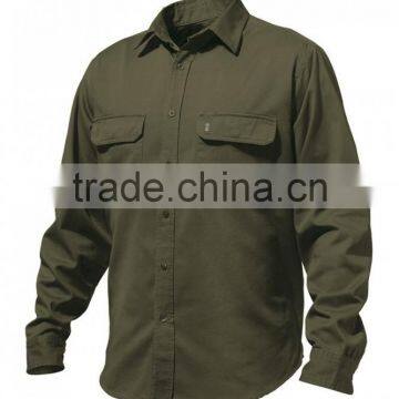 Chest Pockets Casual/ Work Shirts Cotton Drill Long Sleeve Shirs for Men photo-3