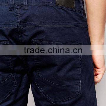 Hot Sale Latest Custom Side Slant Pocket Men's Navy Slim Fit 65% Cotton 35% Polyester Stretch Twill Concealed Fly Casual Shorts photo-3