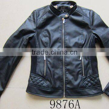 Women Fashion Coat pu Leather Quilted Short Style Jacket photo-3
