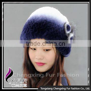 CX-C-246A High Quality Hot New Design Ladies Rex Rabbit Fur Hat photo-2
