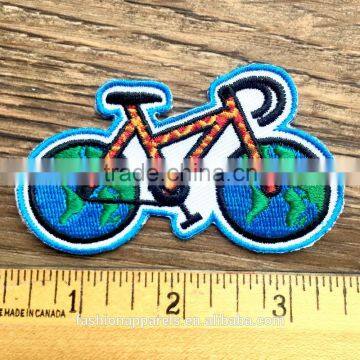 Custom High Quality Embroidered Green Bike Patch for Clothes Embroidery Patch Made in China Choose Size/color photo-5