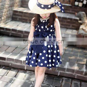 High Quality Children Clothing Frock Design Sleeveless Dot Print Girl Dresses photo-3