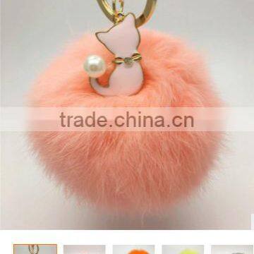 2017 Imitation Rabbit Fox Fur Ball Bag Charms Accessories Heart Fur Ball Pom Pom Keychain Faux Fur Ball Keychain Gifts photo-3
