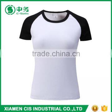 2017 New Design 200gsm Lycra Cotton Short Sleeve White T Shirt for Women photo-5