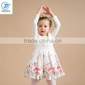 2017 Spring Girls Dresss Printed With Flowers Fashion Designs For Girls Long Sleeve Pleated Children's Dress photo-3