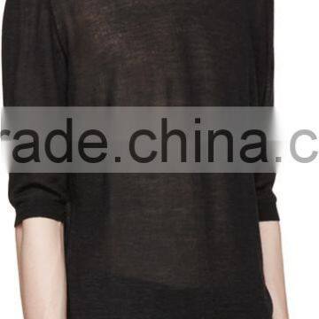 Half Sleeve Black Men Winter Cashmere Pullover Fashionable Sweaters for Man photo-2
