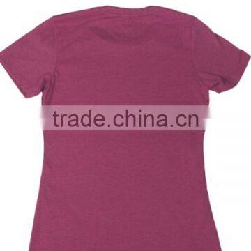 Ladies Claret-red T-shirt With Short Sleeve V-neck 100 % Cotton photo-2