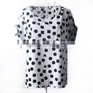 Hot Sale European Style Plus Size Batwing Sleeves Printing Chiffon Blouse Shirt for Women , Casual Chiffon Blouse &tops photo-6