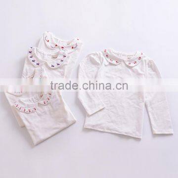 S33585W Baby Girls Wholesale White t Shirts 100% Cotton Embroidery T-shirts photo-2