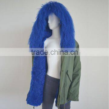 Myfur Customized Lamb Fur Hooded and Lined Winter Parka Jackets for Adults