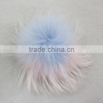 Myfur Knit Beanie China Wholesale Racoon Fur Pom Pom Bi-color Pink Cute Fur Ball photo-4