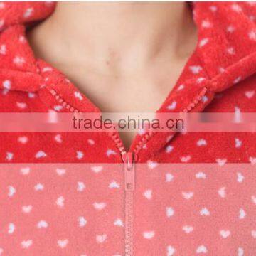 Heart Printing Hooded Zipper Unlined Upper Garment photo-4