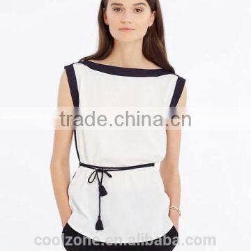 New Arrival Hot Selling Sleeveless High Neck Models Chiffon Blouse photo-2