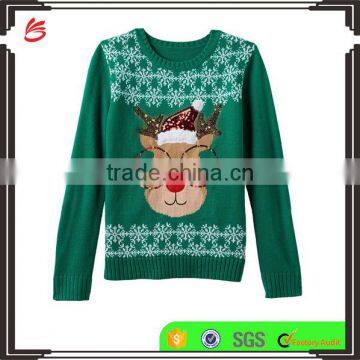 Custom Funny Pictures Festival Young Girls Wearing Knits Sweater for Christmas