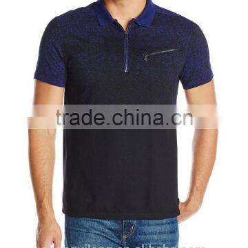 Cheap Men's Trendy Dotted Gradient Discharging Printed Short Sleeve Polo Shirts With Zipper Pocket MP6986