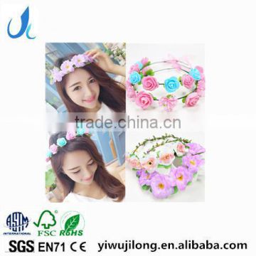 Luxury Wedding Rose Garland Hawaii Artficial Flower Hairband Wreath Headband