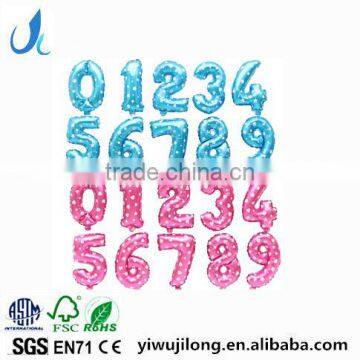 16 inch gold silver blue pink color foil number balloons for party decoration