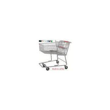 275L American Grocery Store Shopping Trolley With Base Grid / Metal Supermarket Carts