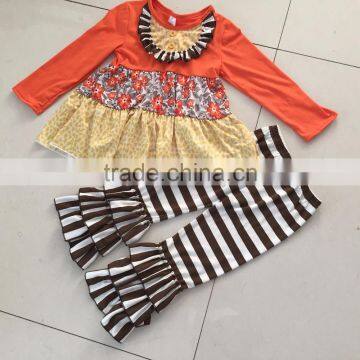 high quality stripe ruffle wholesale girls boutique clothes