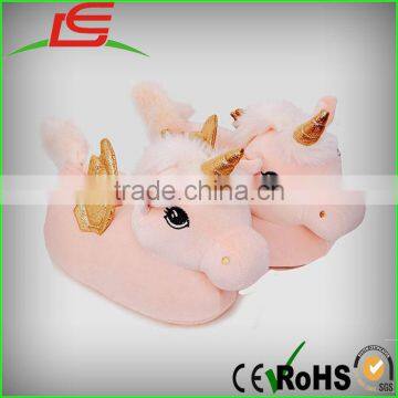 pink white plush stuffed slipper unicorn licorne with wing