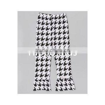 Wholesale black white houndstooth ruffle pants little girls skinny leggings baby icing ruffle pants